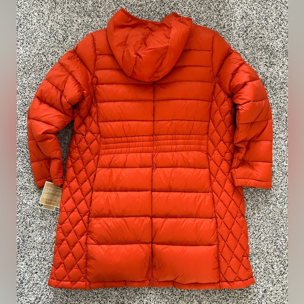 NWT Michael Kors Spice Orange Packable Quilted Down Puffer Jacket Coat 1X - Picture 2 of 7